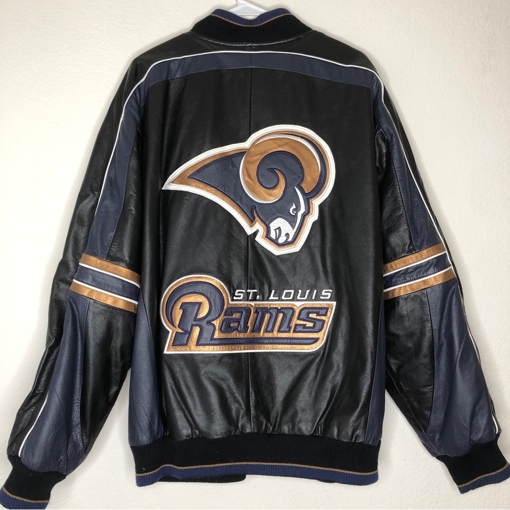Vintage St. Louis Rams LEATHER Coat G lll Carl Banks NFL Football Jacket XL